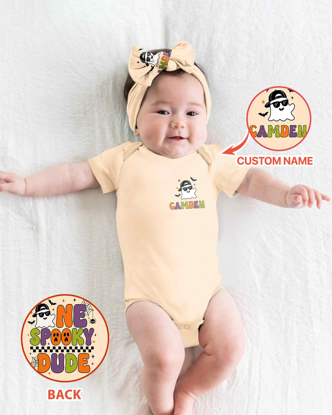 Personalized One Spooky Dude Baby Bamboo Bodysuit