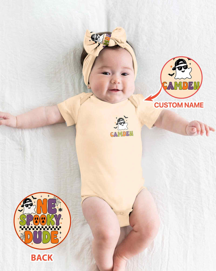 Personalized One Spooky Dude Baby Bamboo Bodysuit
