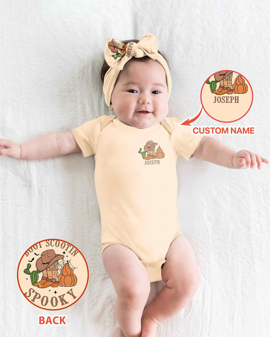 Personalized Spooky Cowboy Cowgirl Bamboo Bodysuit