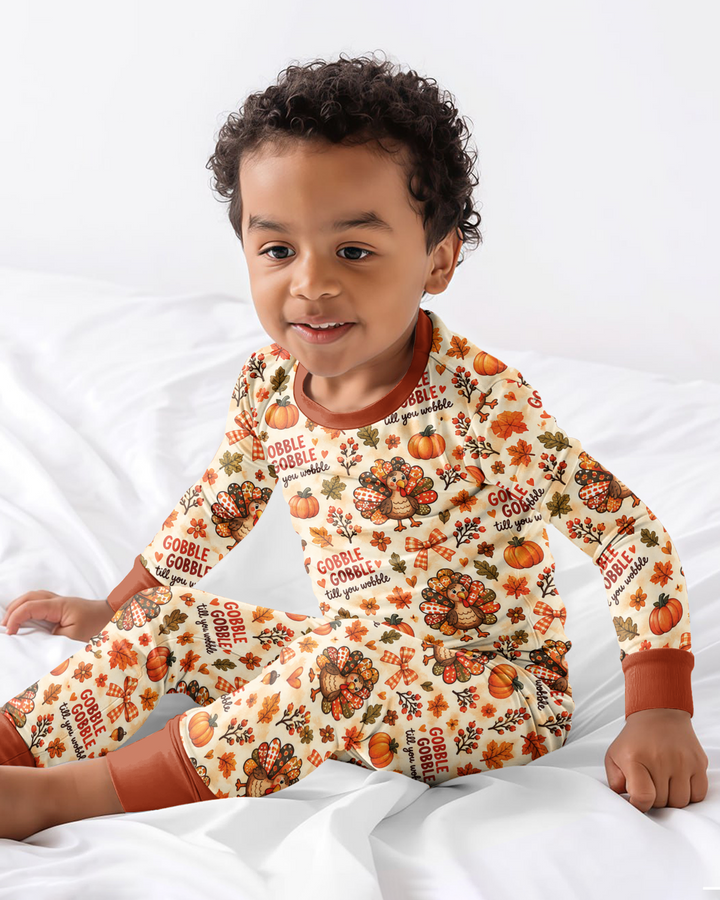 Gobble Gobble Till You Wobble Bamboo Two Piece Long Sleeve Pajama Set