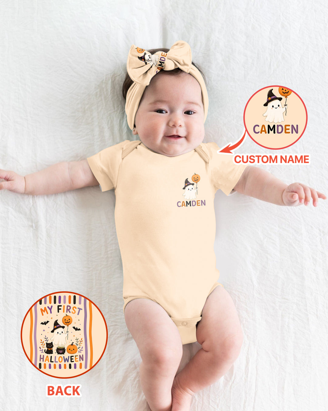 Personalized Name 1st Halloween Ghost Bamboo Bodysuit