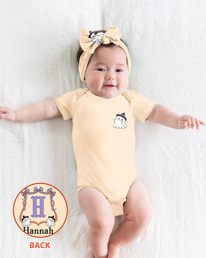 Personalized Halloween Baby Girl's Little Boo Bamboo Bodysuit