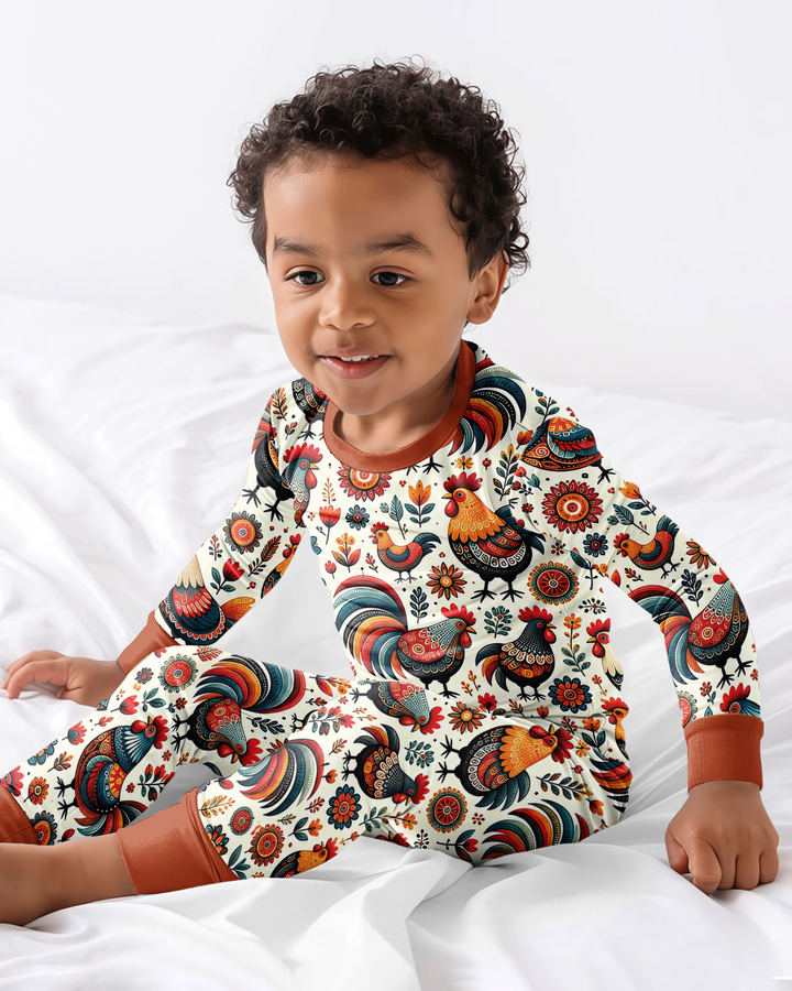 Country Chickens Bamboo Two Piece Long Sleeve Pajama Set
