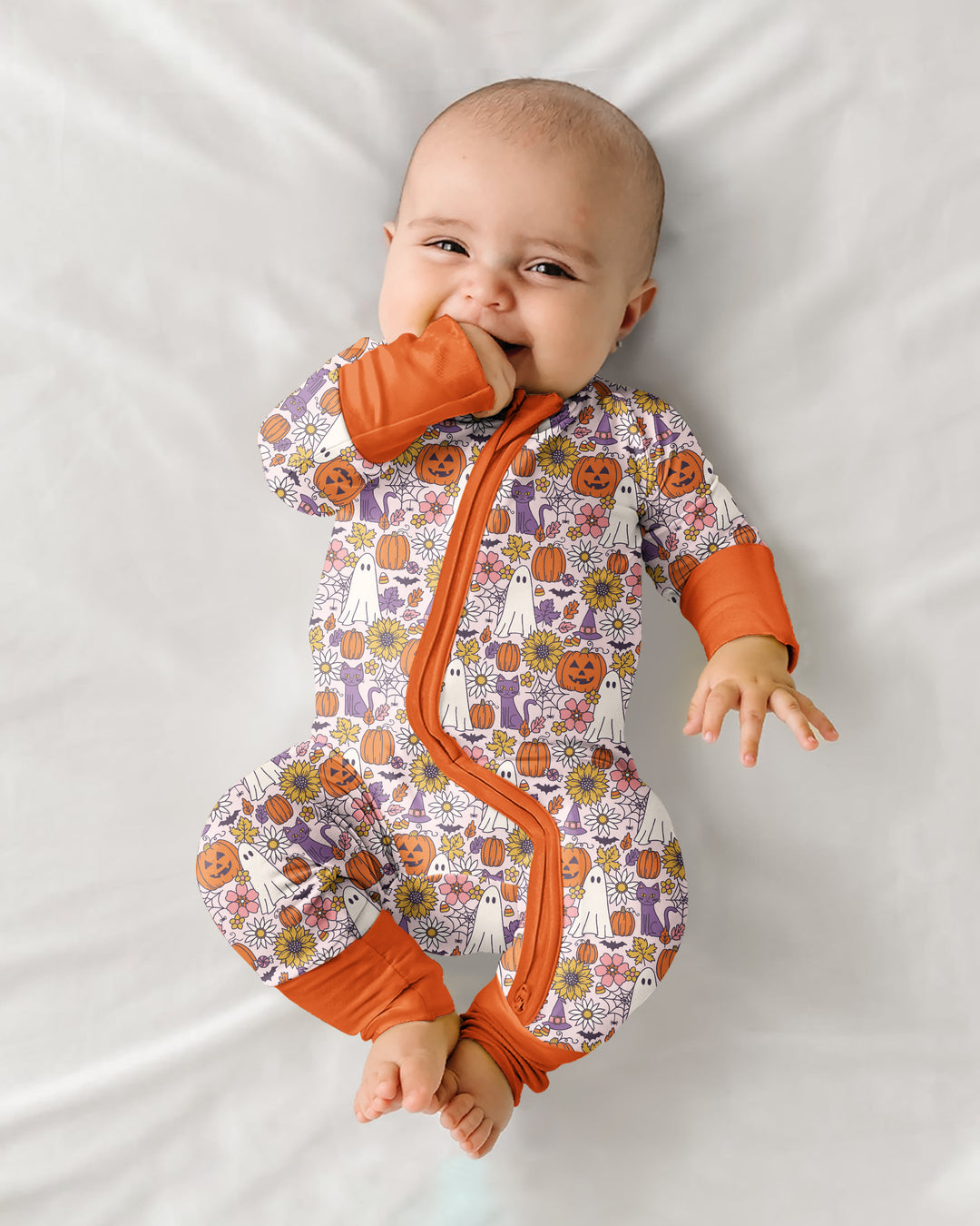 Ghost Pumpkin Fall Floral Halloween Bamboo Convertible Zippy