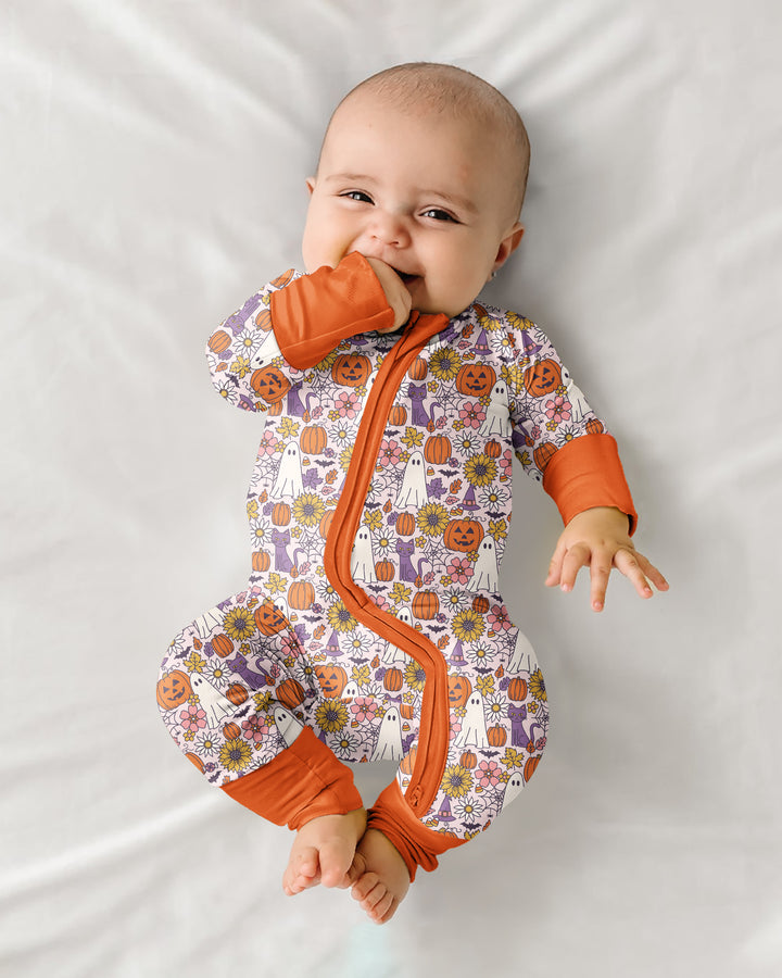 Ghost Pumpkin Fall Floral Halloween Bamboo Convertible Zippy