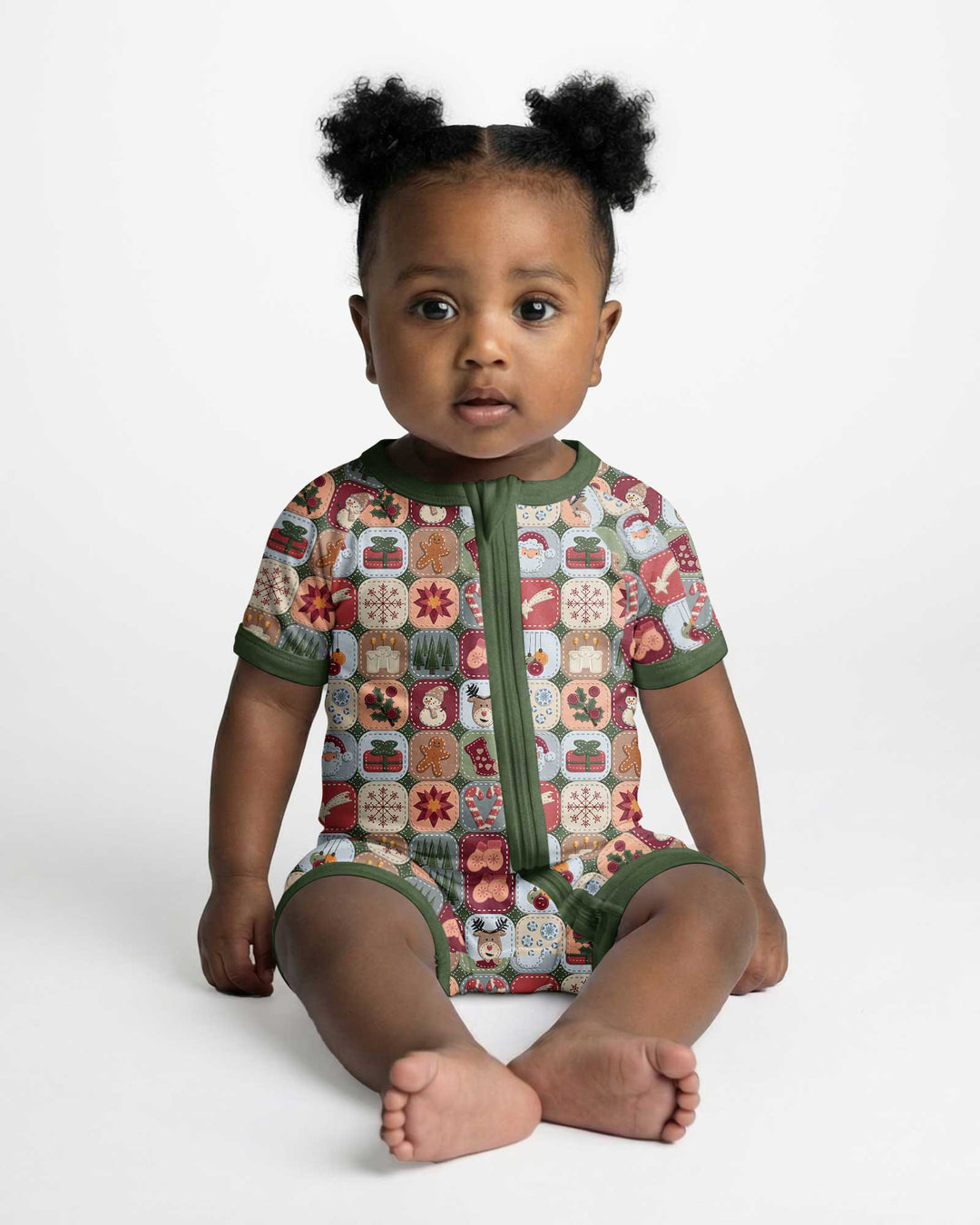 Christmas Felt Patchwork Bamboo Shorty Zippy