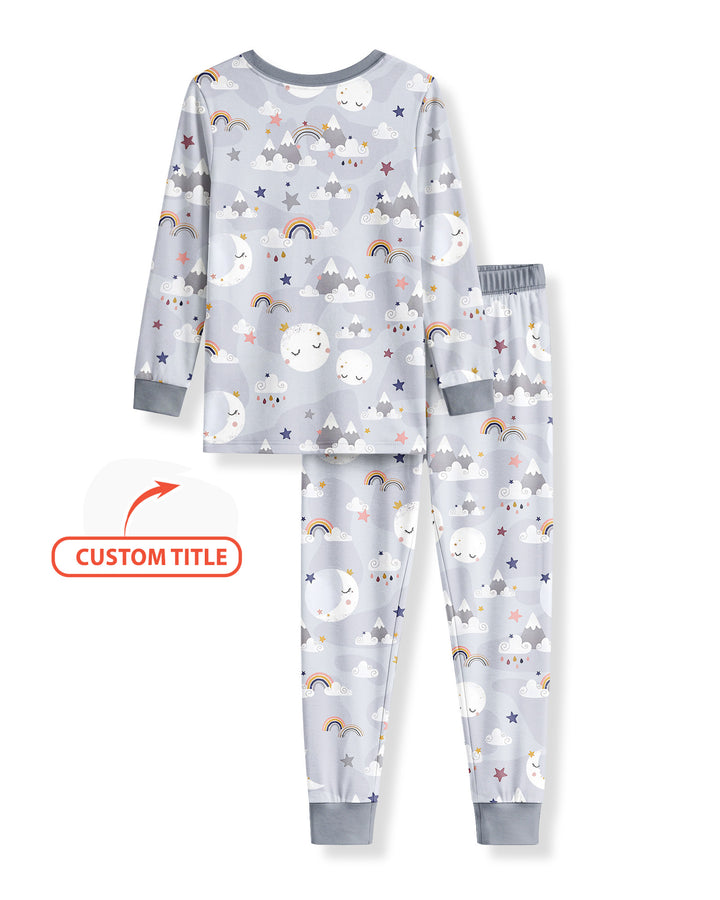 Personalized Loves To The Moon And Back Bamboo Two Piece Long Sleeve Pajama Set