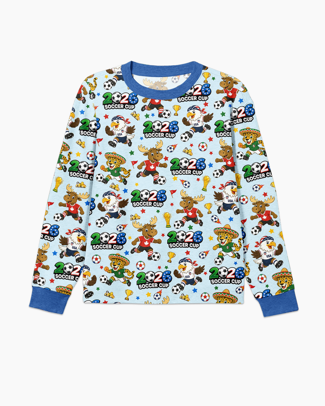 Soccer Cup Cute Mascots Bamboo Men's Pajama Set