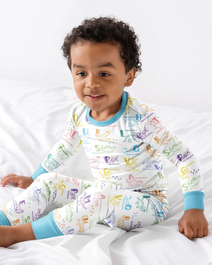 Dino Alphabet ABC Bamboo Two Piece Long Sleeve Pajama Set