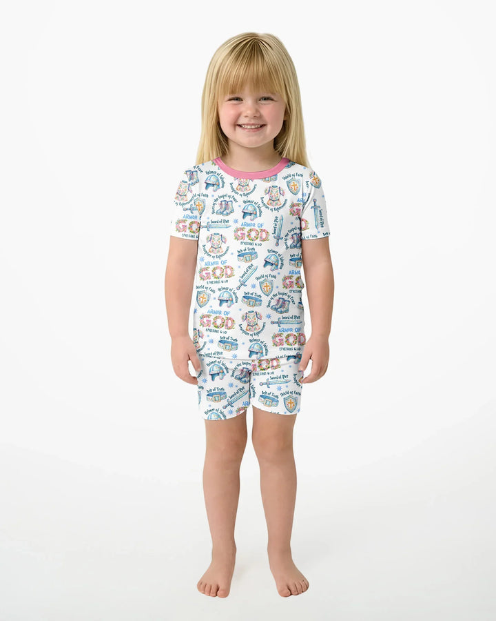 Put On The Full Armor Of God Bamboo Two Piece Short Sleeve Shorts Pajama Set