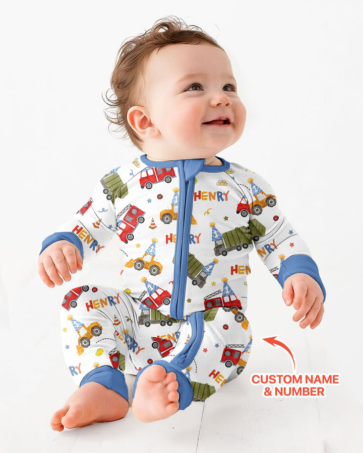 Personalized Birthday Trucks Bamboo Convertible Zippy