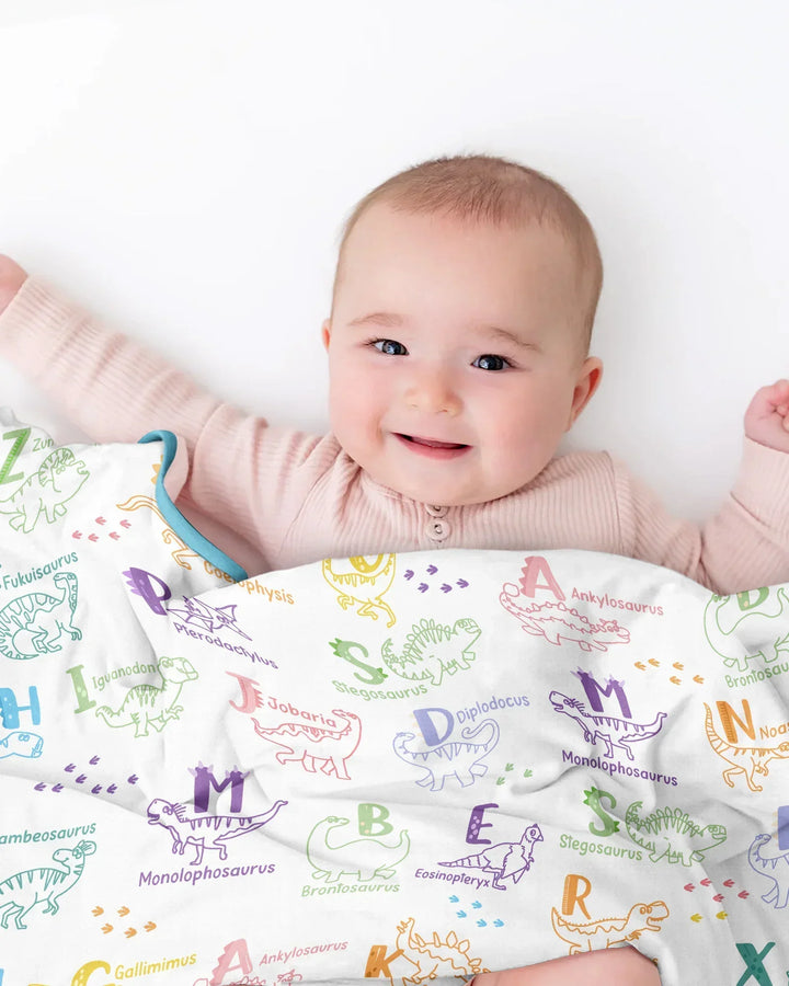 Dino Alphabet ABC Bamboo Blanket