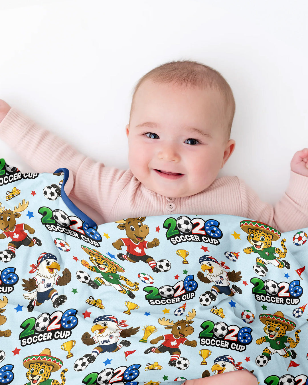 Soccer Cup Cute Mascots Bamboo Blanket