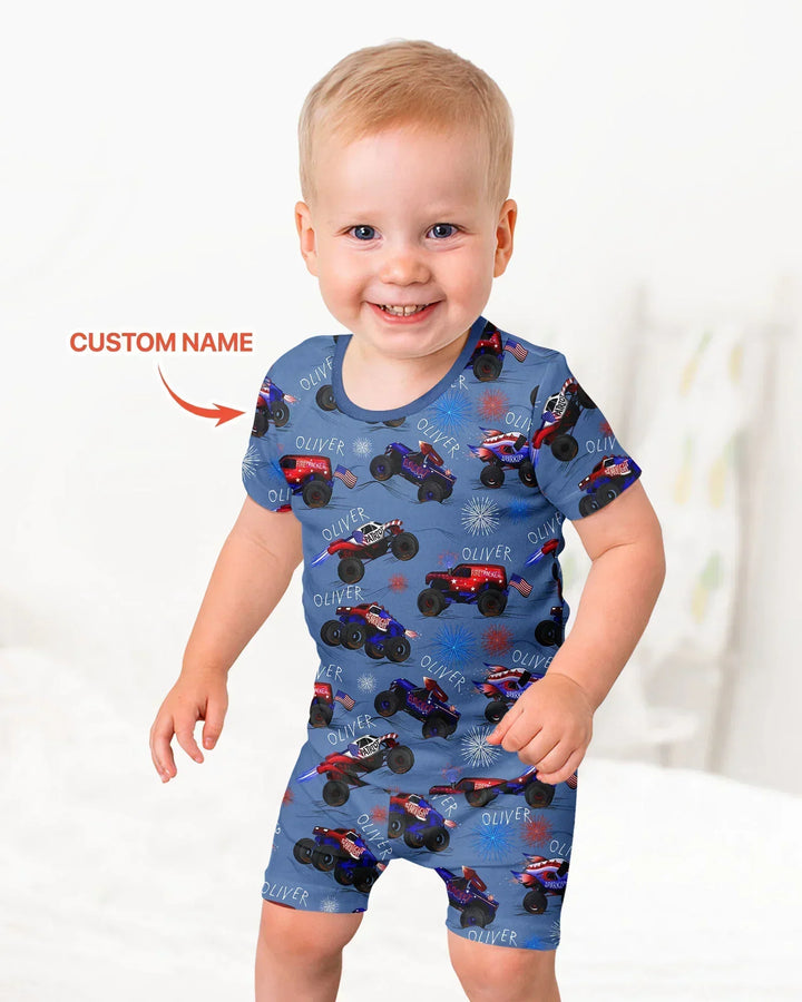 All American Thunder Custom Name Bamboo Two Piece Short Sleeve Shorts Pajama Set