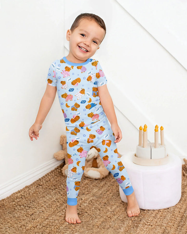 Capyjama Family Matching Bamboo Two Piece Short Sleeve Pajama Set