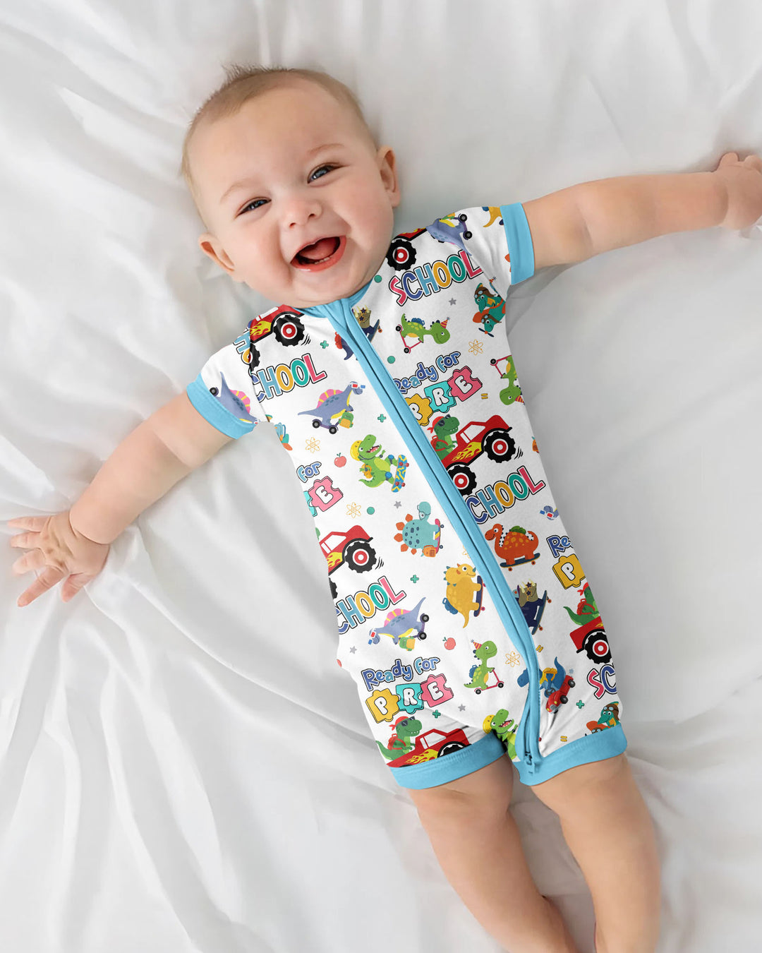 First Day of Preschool T-Rex Bamboo Shorty Zippy