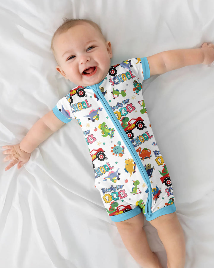 First Day of Preschool T-Rex Bamboo Shorty Zippy