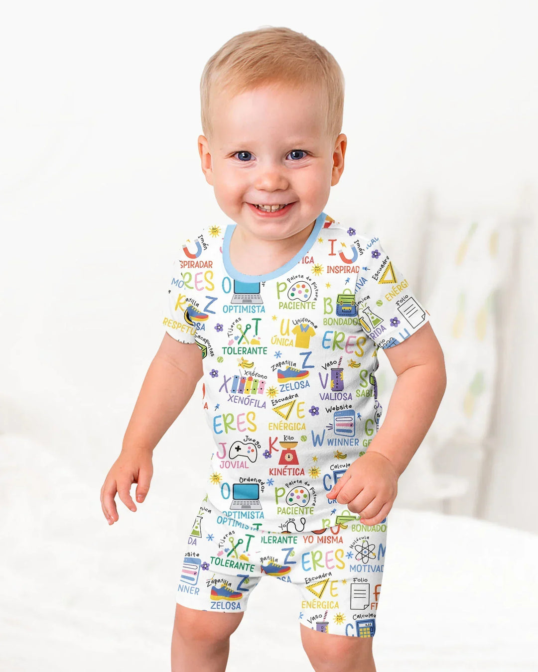 You Are Spanish Alphabet Version Bamboo Two Piece Short Sleeve Shorts Pajama Set