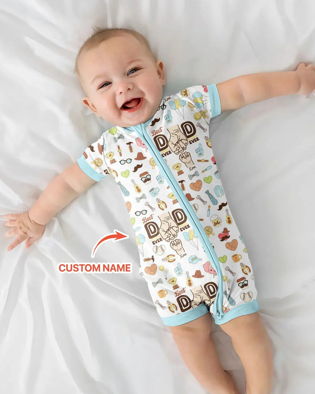 Custom Kids Name Best Dad Ever Bamboo Shorty Zippy