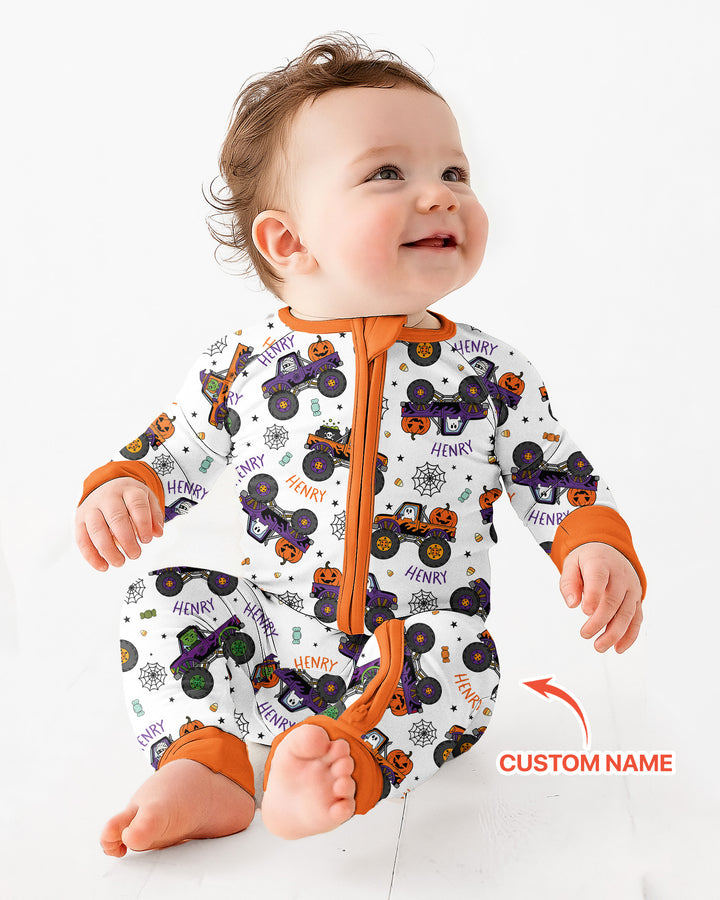 Custom Name Halloween Monster Truck Bamboo Convertible Zippy