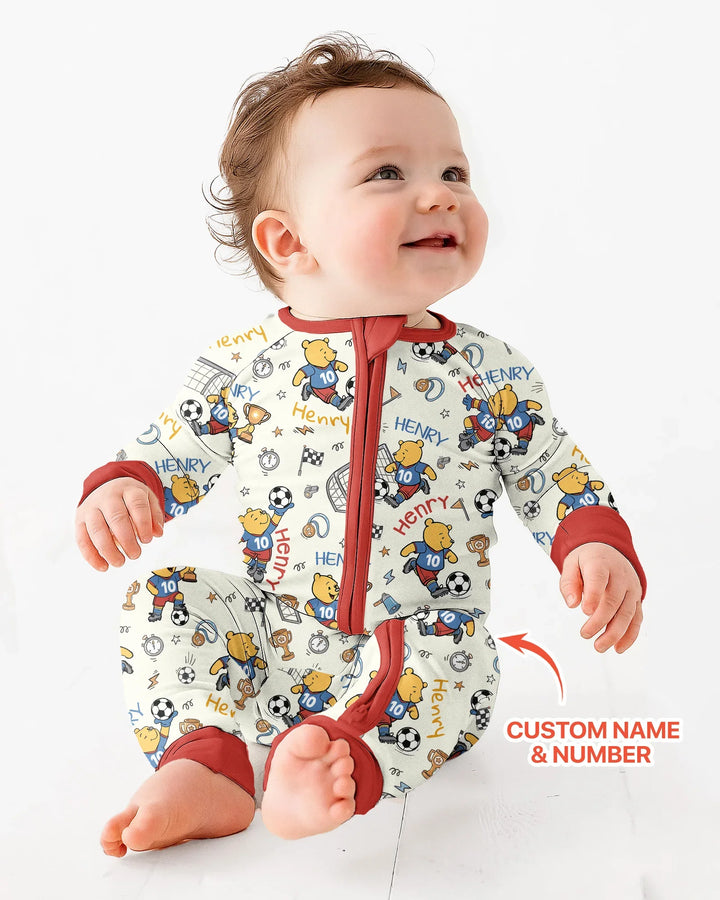 Personalized Classic Bear World Soccer Bamboo Convertible Zippy
