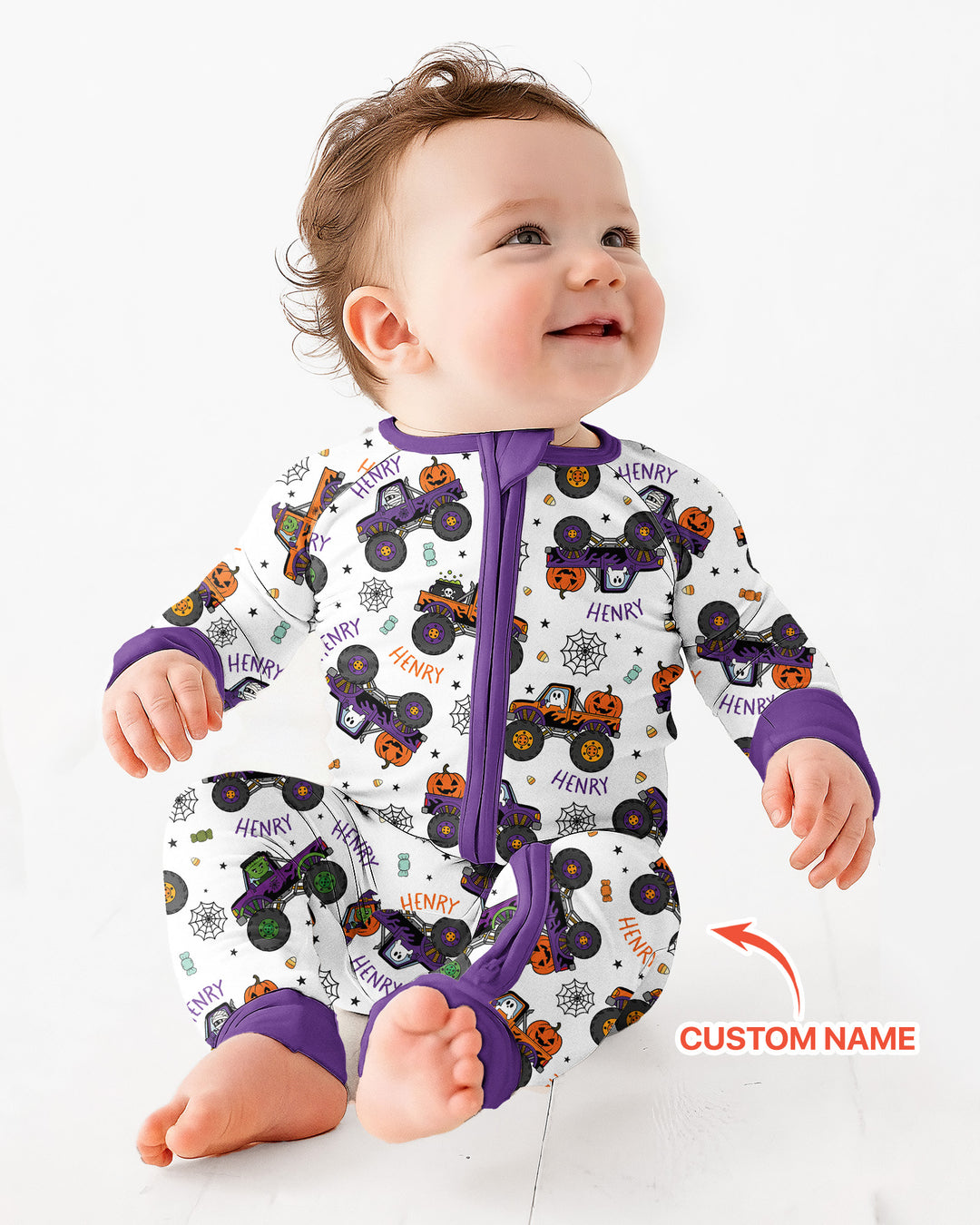 Custom Name Halloween Monster Truck Bamboo Convertible Zippy