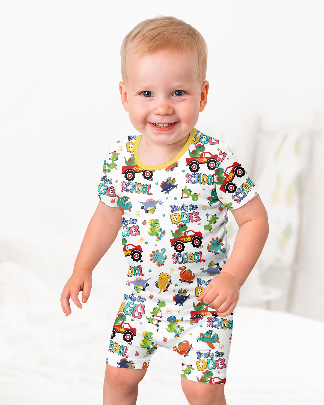 Conjunto de Pijama de Dos Piezas de Bambú con Mangas Cortas y Pantalones Cortos