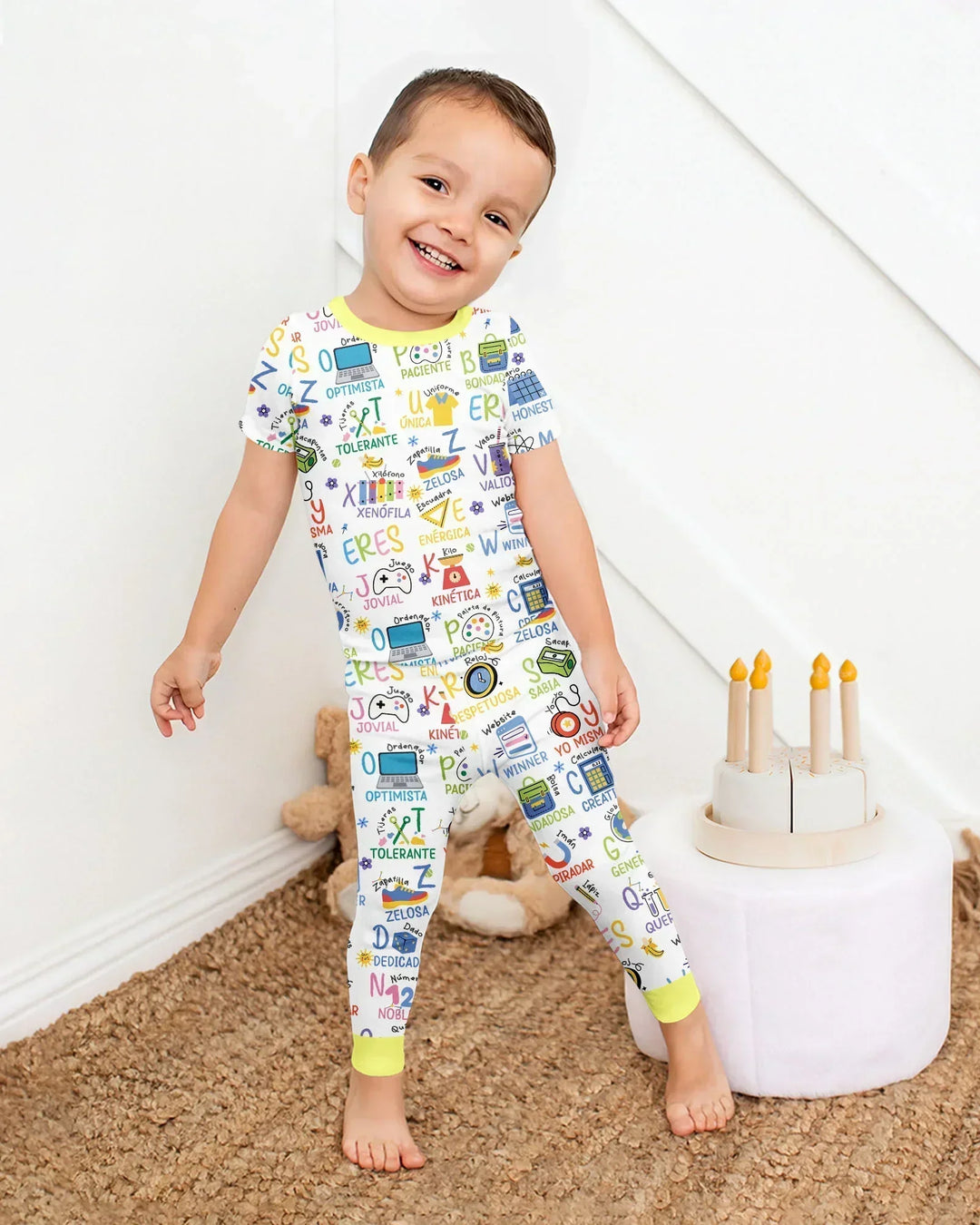 You Are Spanish Alphabet Version Bamboo Two Piece Short Sleeve Pajama Set