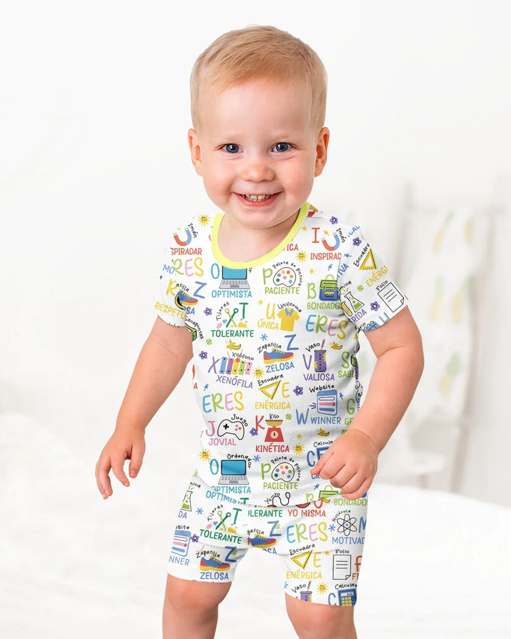 You Are Spanish Alphabet Version Bamboo Two Piece Short Sleeve Shorts Pajama Set