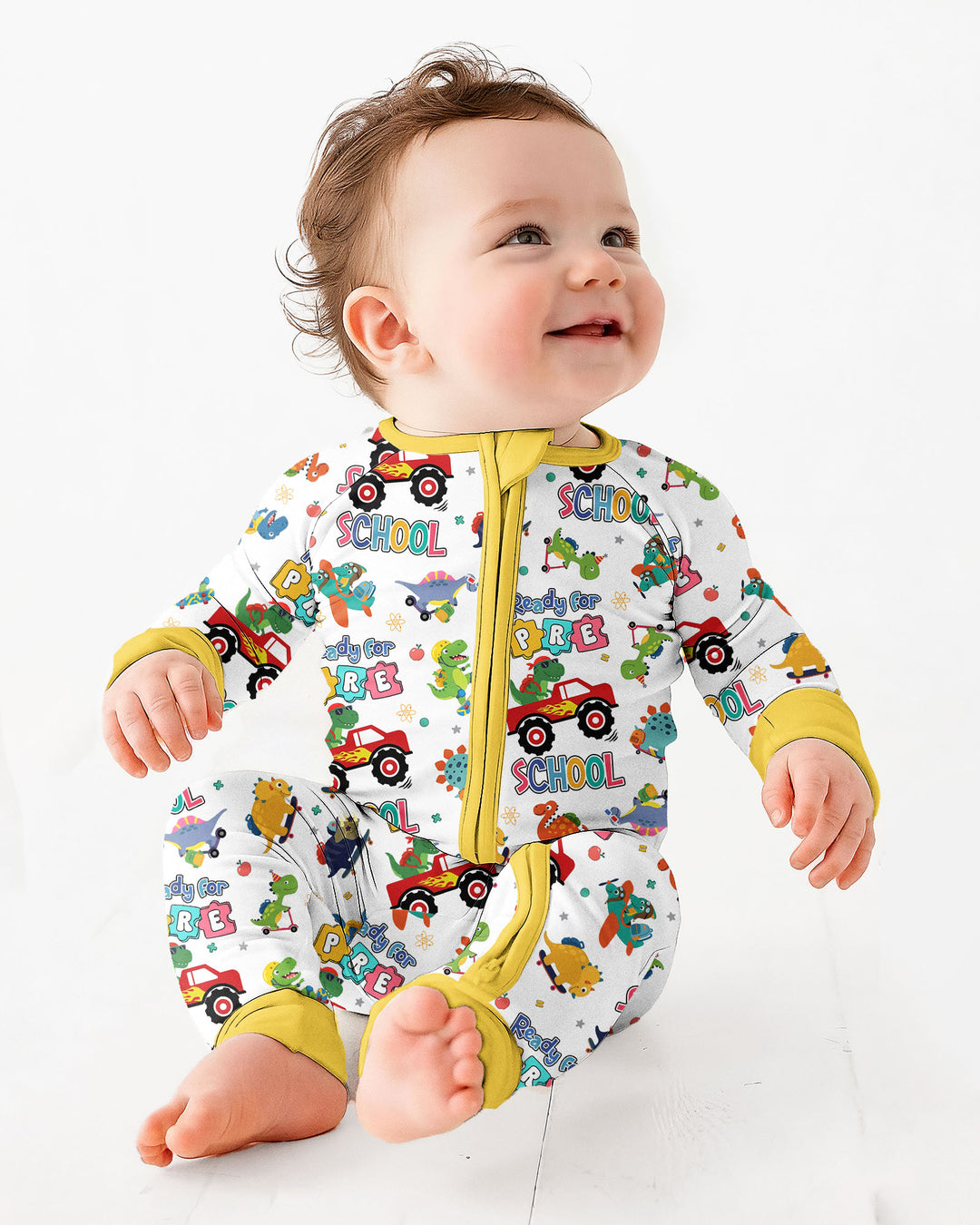 First Day of Preschool T-Rex Bamboo Convertible Zippy