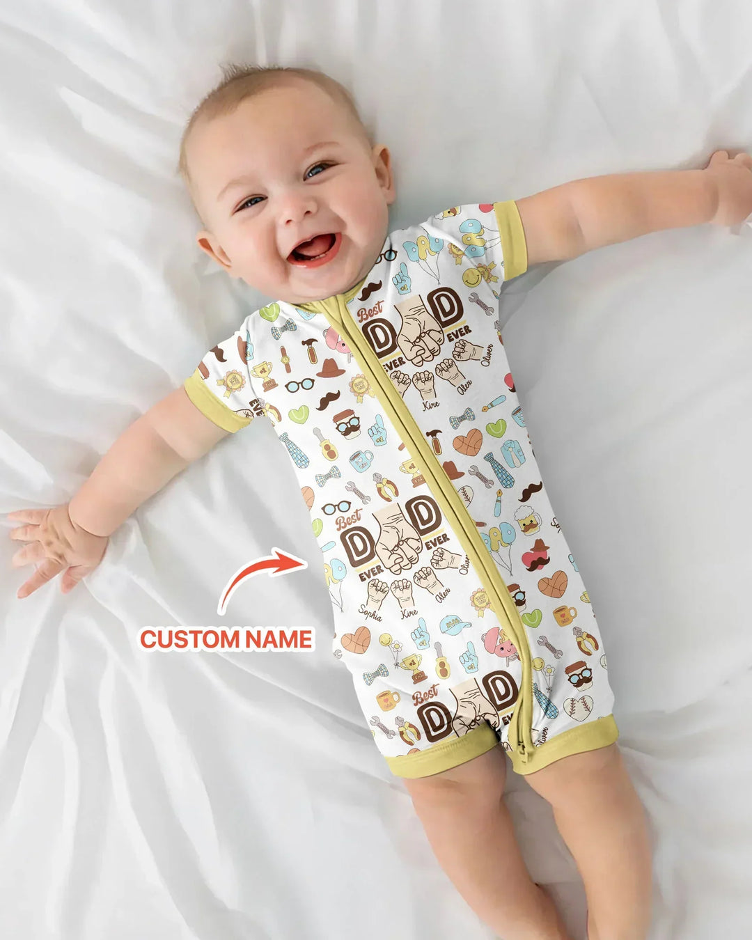 Custom Kids Name Best Dad Ever Bamboo Shorty Zippy