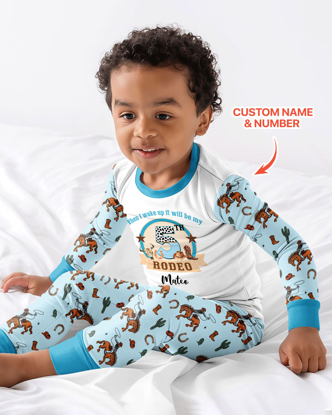 Personalized Birthday When I Wake Up It Will Be Rodeo Bamboo Two Piece Long Sleeve Pajama Set