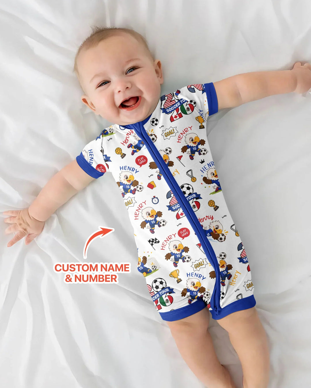 Plantilla PERSONALIZADA de Bambú Pijama Corto con Cremallera