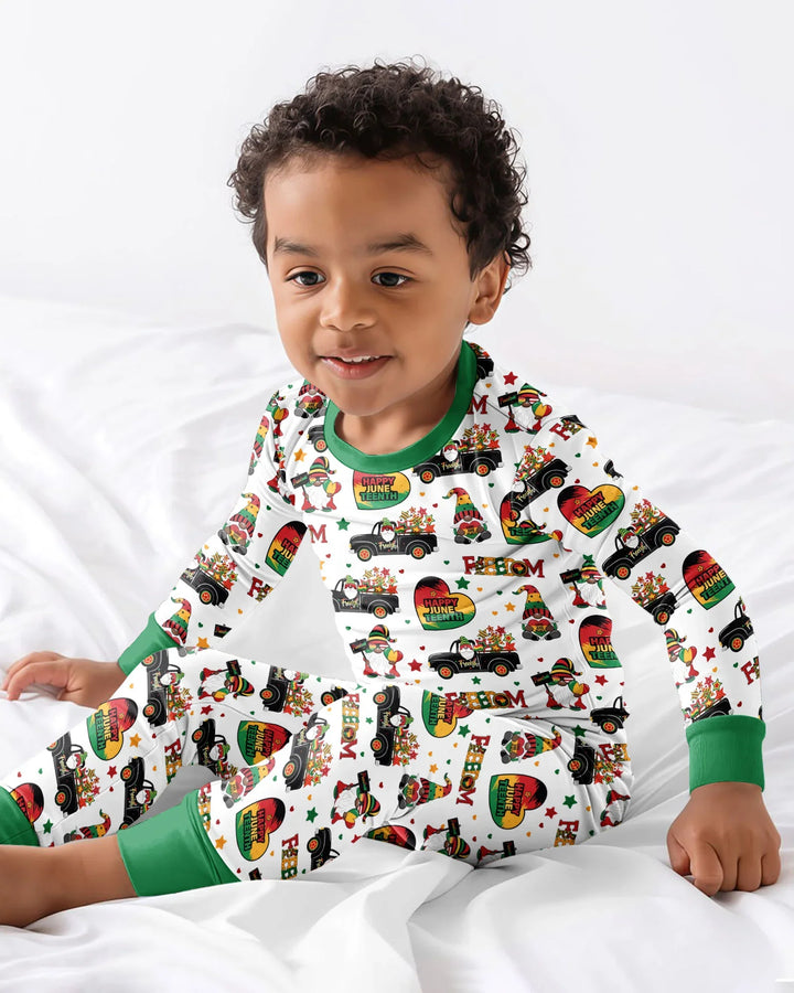 Gnome Happy Juneteenth Bamboo Two Piece Long Sleeve Pajama Set