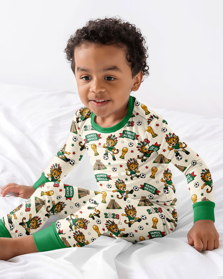 Jaguar 2026 Vamos Mexico Family Matching Bamboo Two Piece Long Sleeve Pajama Set