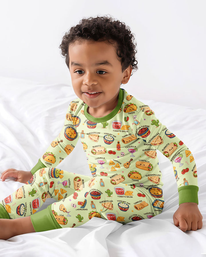 Conjunto de pijama de dos piezas de bambú con mangas largas, plantilla PERSONALIZADA