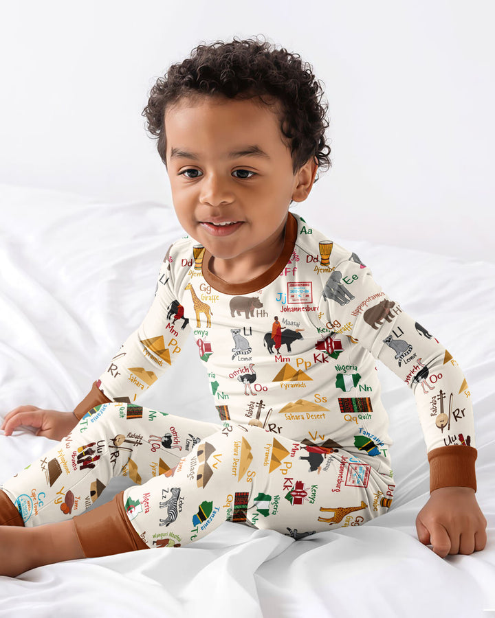 Conjunto de pijama de dos piezas de bambú con mangas largas, plantilla PERSONALIZADA