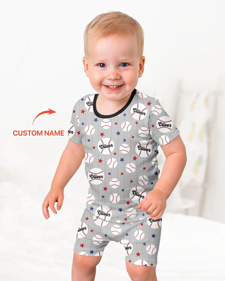 Custom Name Rookie of The Year Matching Bamboo Two Piece Short Sleeve Shorts Pajama Set