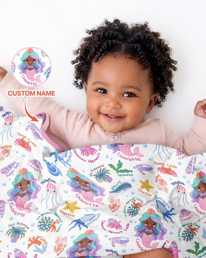 Personalized Cute Mermaid Bamboo Blanket
