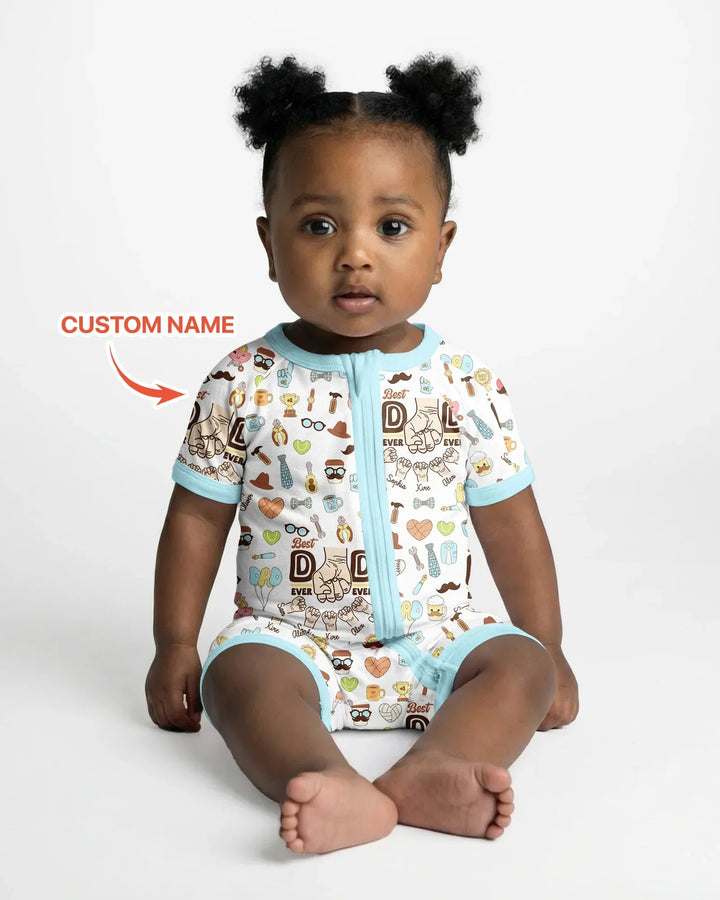 Custom Kids Name Best Dad Ever Bamboo Shorty Zippy