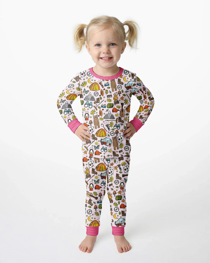 Zweiteiliges Langarm-Pyjama-Set mit Sommerfrüchten