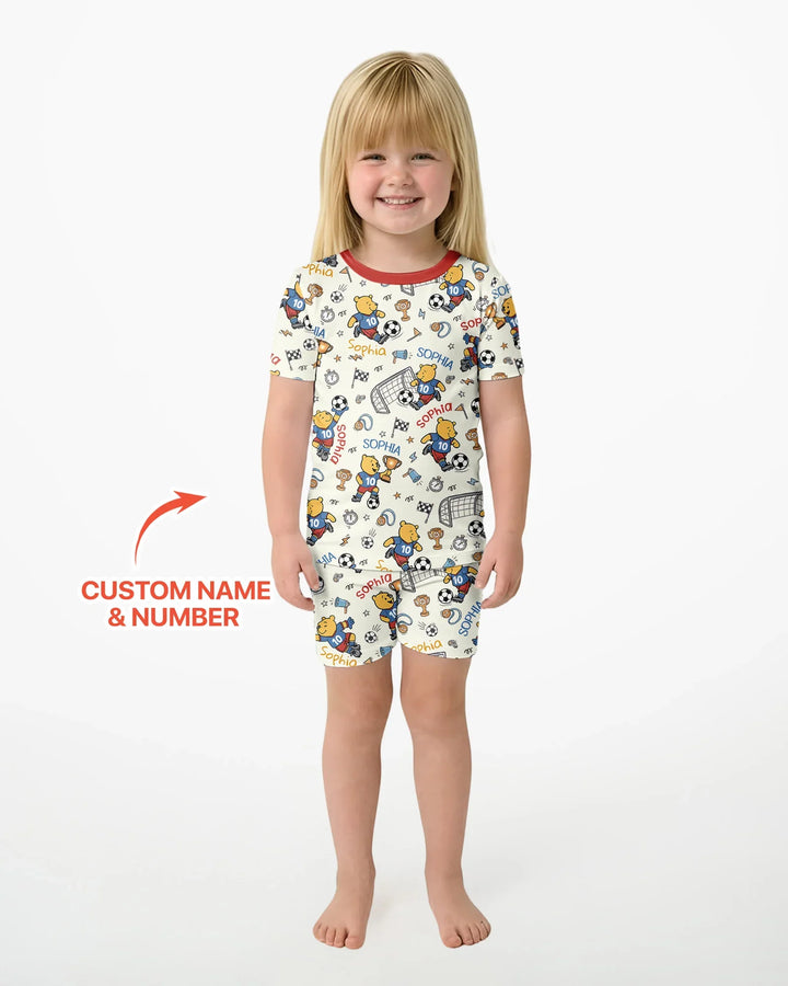 Pijama de bambú de dos piezas de manga corta con pantalón corto, plantilla personalizada