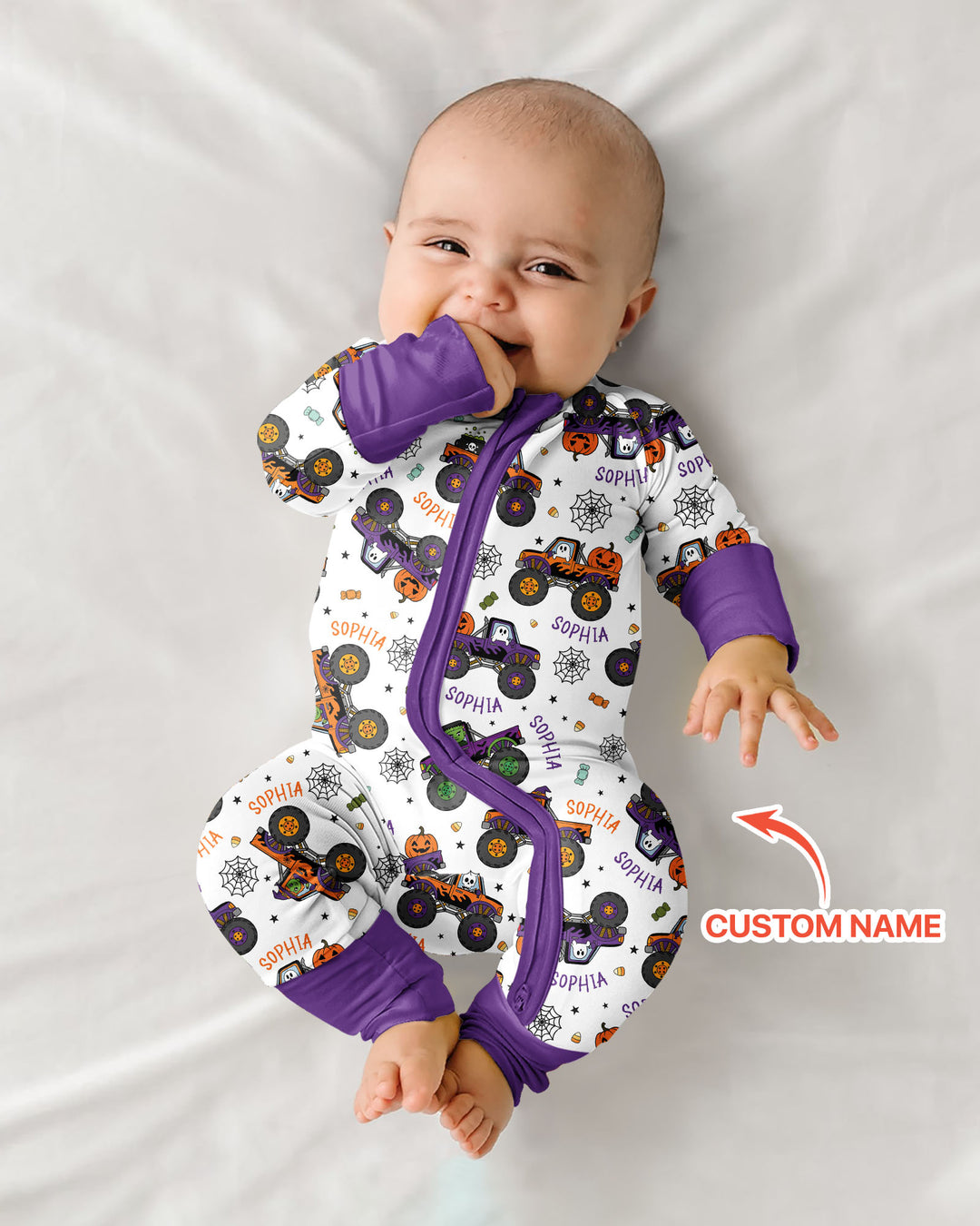 Custom Name Halloween Monster Truck Bamboo Convertible Zippy