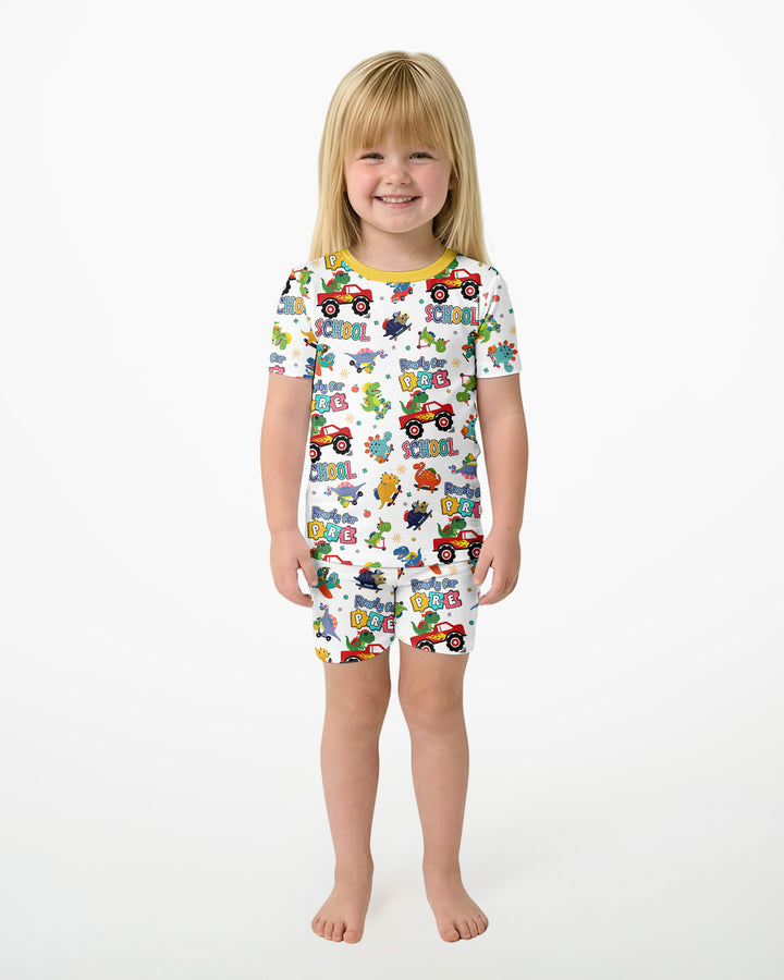 Conjunto de Pijama de Dos Piezas de Bambú con Mangas Cortas y Pantalones Cortos