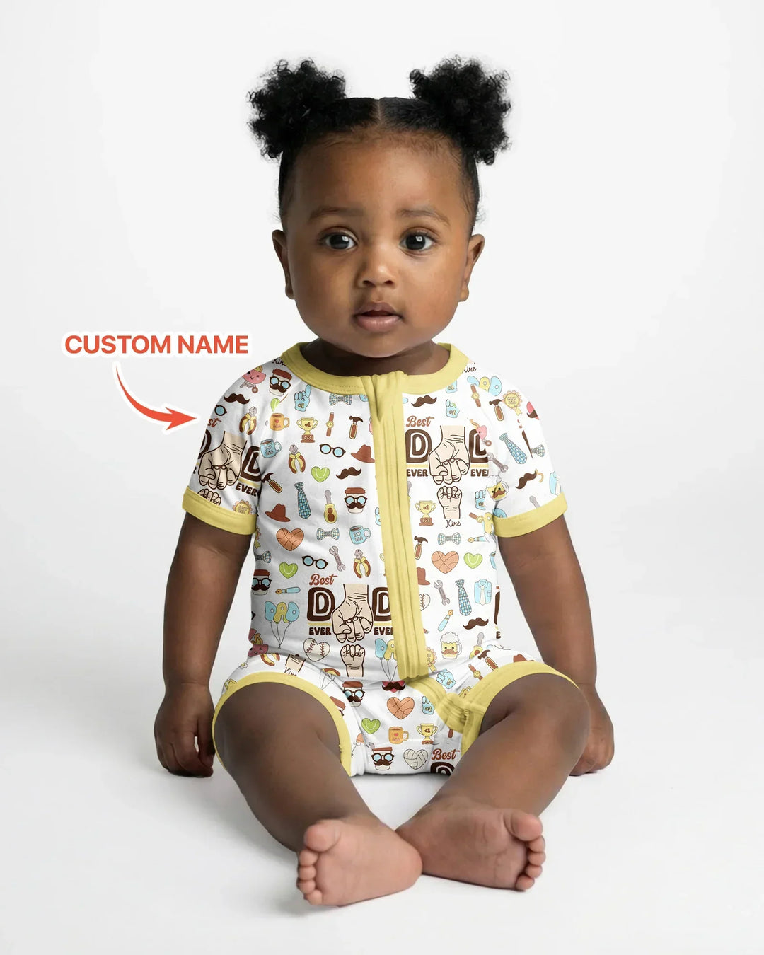 Custom Kids Name Best Dad Ever Bamboo Shorty Zippy