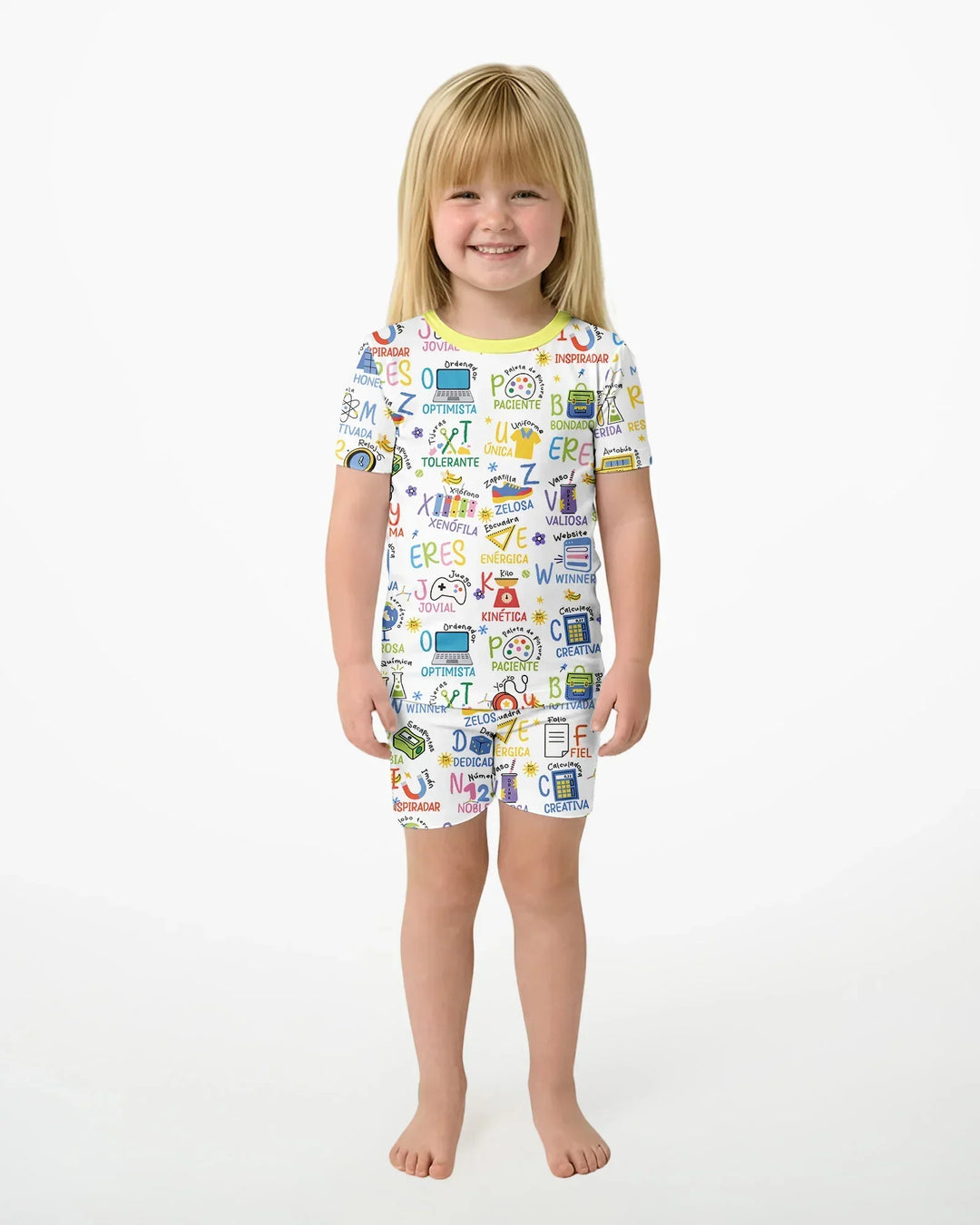 You Are Spanish Alphabet Version Bamboo Two Piece Short Sleeve Shorts Pajama Set