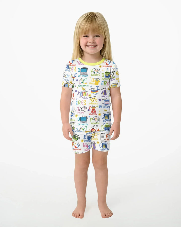 You Are Spanish Alphabet Version Bamboo Two Piece Short Sleeve Shorts Pajama Set