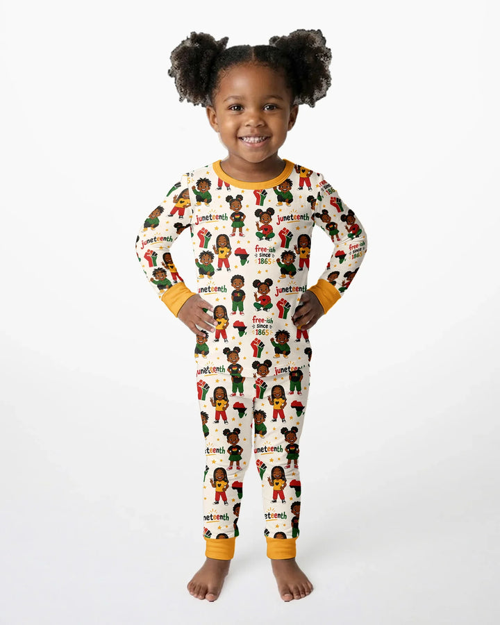 Juneteenth Free-ish Since 1865 Bamboo Two Piece Long Sleeve Pajama Set