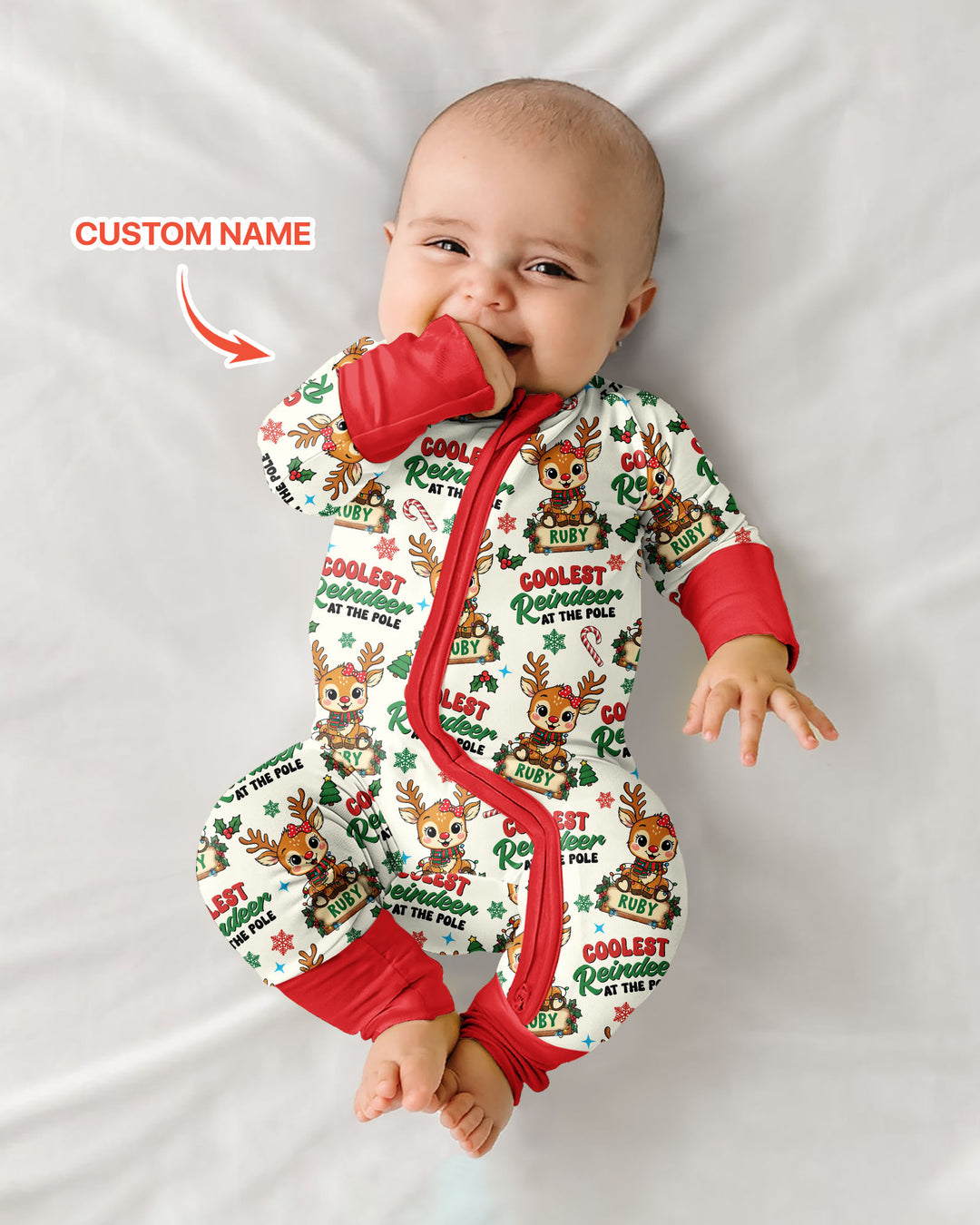 Custom Name Coolest Reindeer At The Pole Bamboo Convertible Zippy