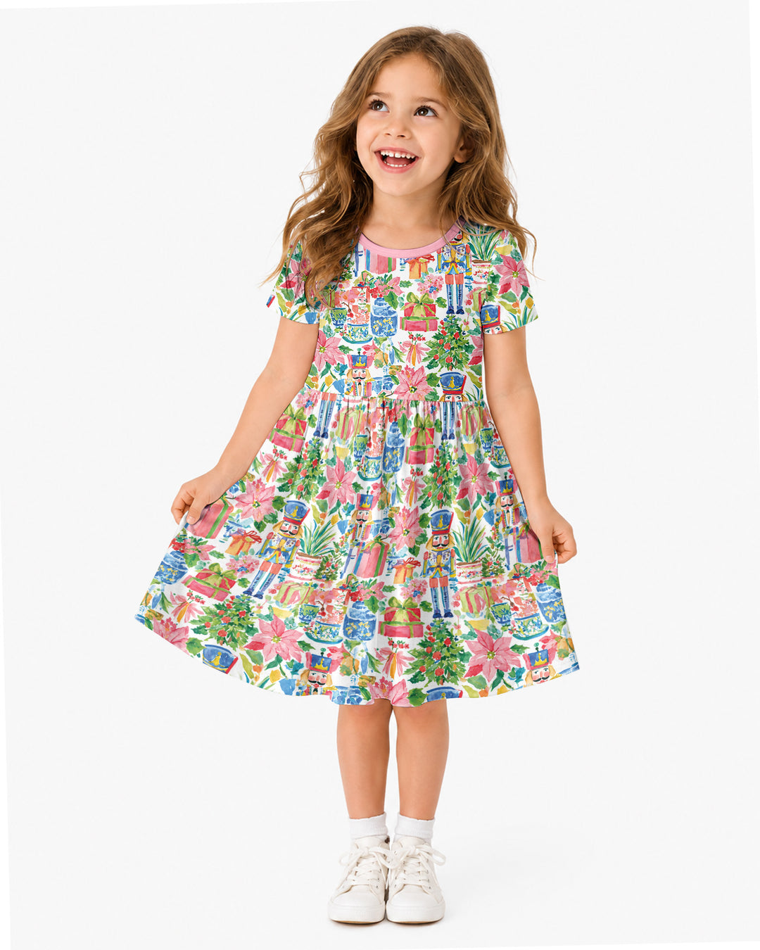 Watercolor Nutcracker Holiday Bamboo Twirl Dress
